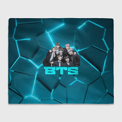 Плед BTS неоновые голубые плиты