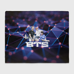 Плед флисовый BTS фиолетовый полигон, цвет: 3D-велсофт