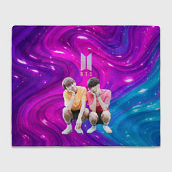 Плед BTS розово-синий фон