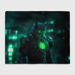 Плед флисовый Кибер-волк, цвет: 3D-велсофт