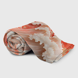 Плед флисовый Японские красные волны, цвет: 3D-велсофт — фото 2