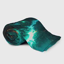 Плед флисовый Волк с зелеными глазами с молниями, цвет: 3D-велсофт — фото 2