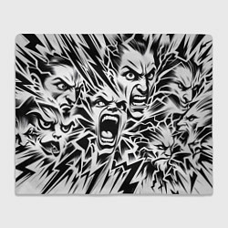 Плед Свирепые лица и молнии - нейроарт