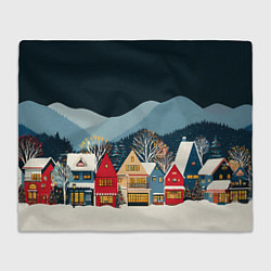 Плед Новогодний городок в горах