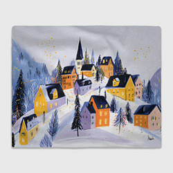 Плед Новогодние домики на горе