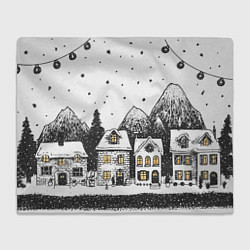 Плед Черно-белый новогодний город