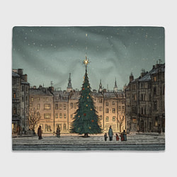 Плед Новогодняя елка во дворе