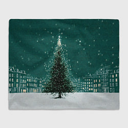 Плед Новый год в зеленом стиле