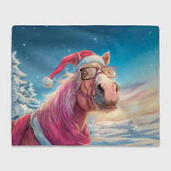 Плед Новогодняя лошадь в очках