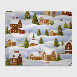 Плед Новогодние домики и елочки