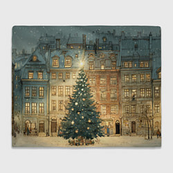 Плед флисовый Новогодний старый город, цвет: 3D-велсофт