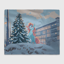 Плед Новогодняя лошадка у елочки