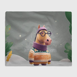 Плед Новогодняя лошадка хипстер