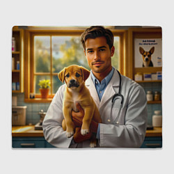 Плед Ветеринар с щенком