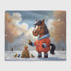 Плед Лошадка на зимней прогулке