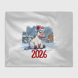 Плед флисовый Сердитая лошадь 2026, цвет: 3D-велсофт