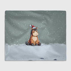 Плед Лошадка на фоне снегопада