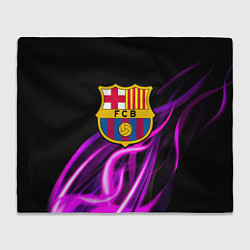 Плед флисовый Барселона неоновый огонь текстура, цвет: 3D-велсофт