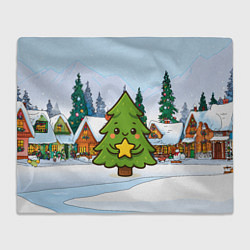 Плед флисовый Милая елочка со звездой, цвет: 3D-велсофт