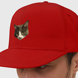 Кепка-снепбек Полигональный котейка голова, цвет: красный