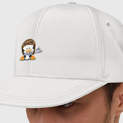 Кепка-снепбек Пингвин в шапке лётчика, цвет: белый
