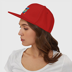 Кепка-снепбек Прикольный череп в шляпе - поп-арт, цвет: красный — фото 2