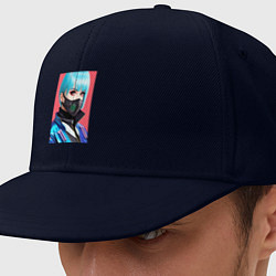 Кепка-снепбек Глазастая красавица в маске - нейросеть, цвет: тёмно-синий