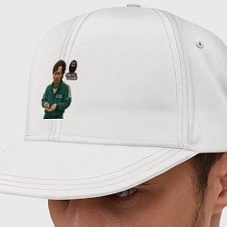 Кепка-снепбек Игра в кальмара - игрок 456 с кубиками, цвет: белый