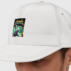 Кепка-снепбек Рок гитарист Бендер лобает на гитаре - рок группа, цвет: белый