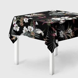 Скатерть для стола Белые цветы в темноте, цвет: 3D-принт — фото 2