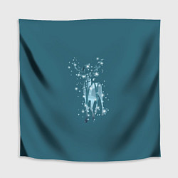 Скатерть для стола Деревья и снежинки в силуэте идущего оленя, цвет: 3D-принт