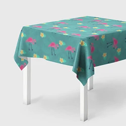 Скатерть для стола Летний паттерн с фламинго, цвет: 3D-принт — фото 2