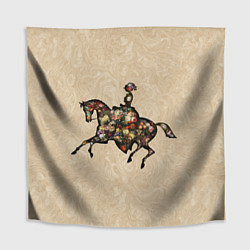 Скатерть для стола Ретро девушка на лошади и винтажные цветы, цвет: 3D-принт