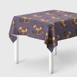 Скатерть для стола Деревянные лошадки качалки, цвет: 3D-принт — фото 2