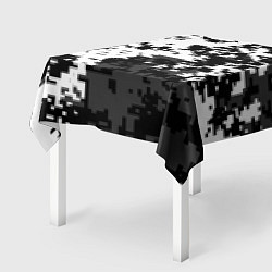 Скатерть для стола Камуфляжные пиксели чёрно белый, цвет: 3D-принт — фото 2
