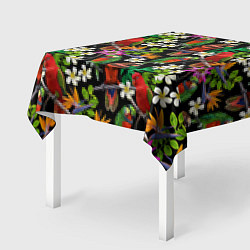 Скатерть для стола Попугаи в цветах, цвет: 3D-принт — фото 2