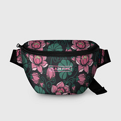 Поясная сумка Black Pink: Delicate Flowers, цвет: 3D-принт