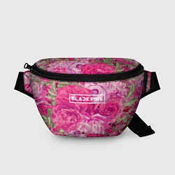 Поясная сумка Black Pink: Abstract Flowers, цвет: 3D-принт