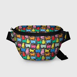 Поясная сумка Разноцветные котики, цвет: 3D-принт