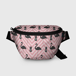 Поясная сумка Черный фламинго арт, цвет: 3D-принт