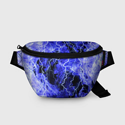 Поясная сумка МОЛНИЯ BLUE, цвет: 3D-принт