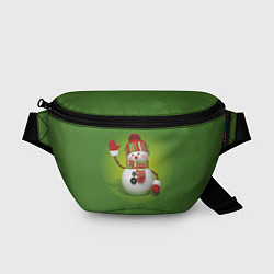 Поясная сумка Снеговик green, цвет: 3D-принт