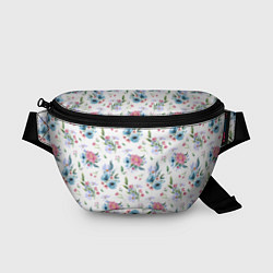 Поясная сумка Весенние акварельные цветы, цвет: 3D-принт