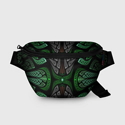 Поясная сумка Серо-Зеленые Узоры, цвет: 3D-принт