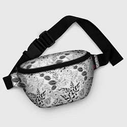 Поясная сумка Черно-белый узор Тропики, цвет: 3D-принт — фото 2