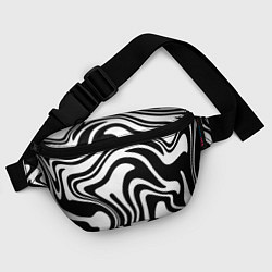 Поясная сумка Черно-белые полосы Black and white stripes, цвет: 3D-принт — фото 2