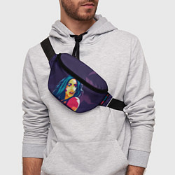 Поясная сумка Модная девушка с синими волосами, цвет: 3D-принт — фото 2