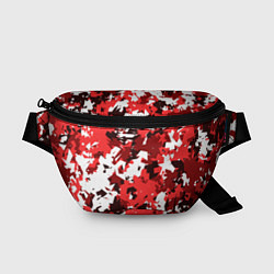 Поясная сумка Красно-белый камуфляж, цвет: 3D-принт