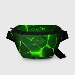 Поясная сумка 3D ПЛИТЫ НЕОН NEON GREEN HEXAGON РАЗЛОМ, цвет: 3D-принт