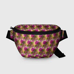 Поясная сумка Фиолетовые цветочки 3d, цвет: 3D-принт